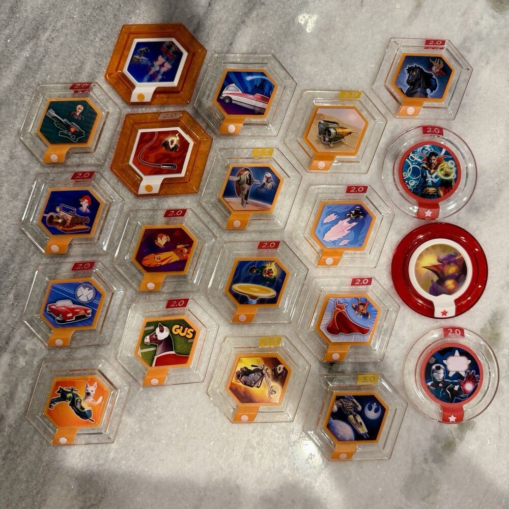 Disney Infinity 1.0 2.0 3.0 Power Disc Lot Of 20 No Duplicate (Lot 11) SOME RARE